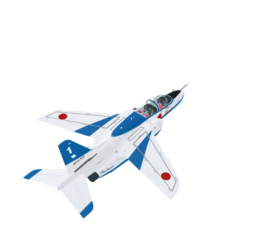 南から見た機体の絵（北東へ上昇、右バンク）